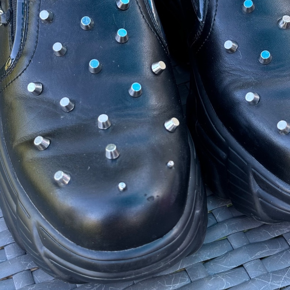 Dolls Kill Koi Black Summoner Stud Slip-On Sneakers View 4